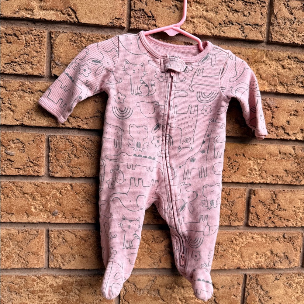 10/$25‎ • Carters Waffle Weave Animal Print Cotton Zip Footed Sleeper
